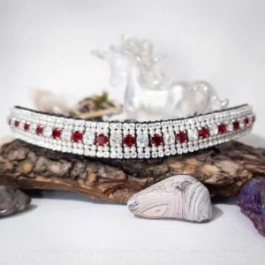 Jewelled browband with red and white crystals