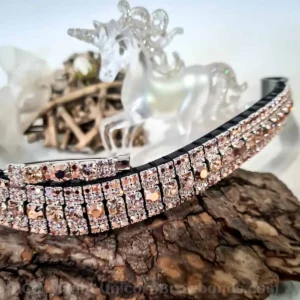 Alternating capri gold, vintage rose, and light peach 6mm crystals - Flanked by 3mm vintage rose and capri gold sparkling crystals