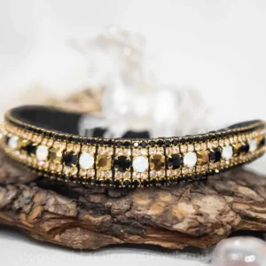 Black and Gold Megabling Crystal Horse Browband from Unicorn Browbands UK