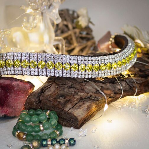 Bright Yellow & Clear Diamante Hand Made Crystal Unicorn Browband