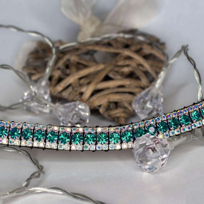 Teal browband surrounded by crystal lights and a love heart