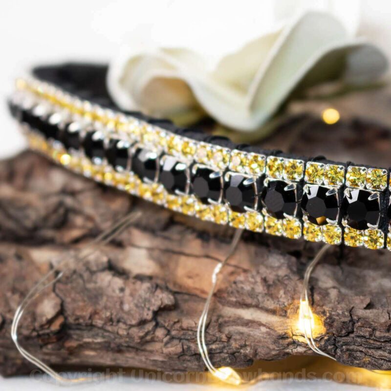 Golden Yellow and Black Crystal Browband