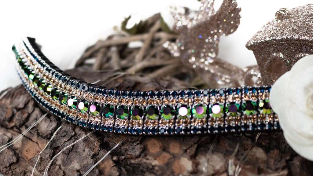 Simply stunning colour changing peacock browband
