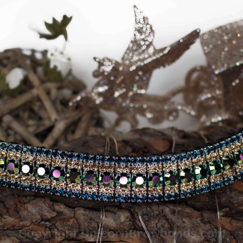 Opulent Peacock Browband with colour changing crystals