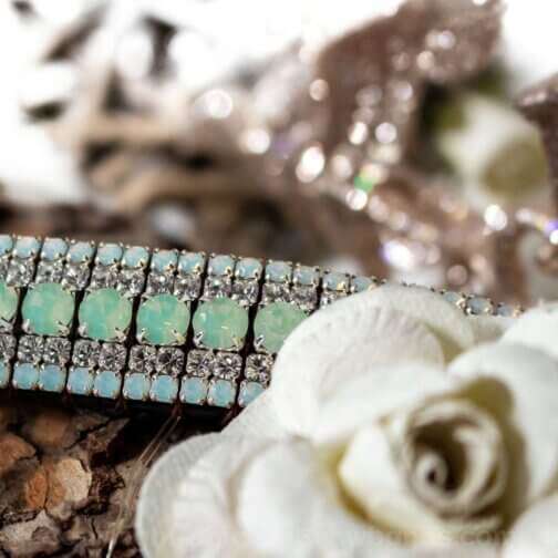 mint green opal crystal bling browband for sale from Unicorn Browbands