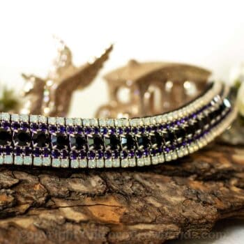 White opal, cadbury purple & jest black crystal bling browband - Unicorn Browbands