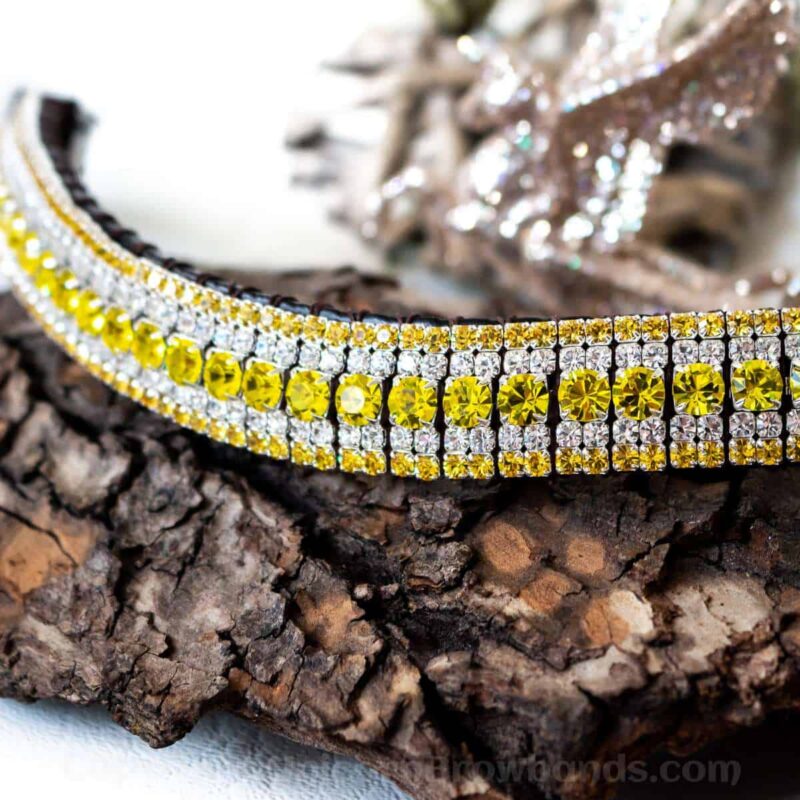Bright yellow two tone and clear crystal browband