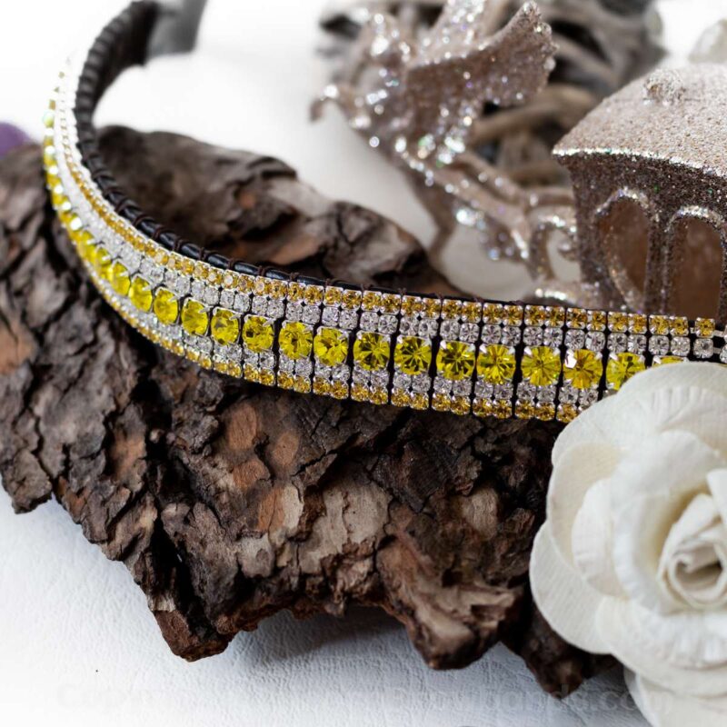 Citrine yellow crystal bling browband for horses