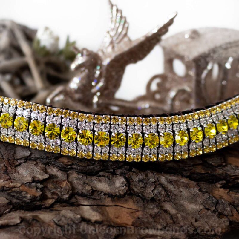 Two tone yellow crystal bling browband by Unicorn Browbands