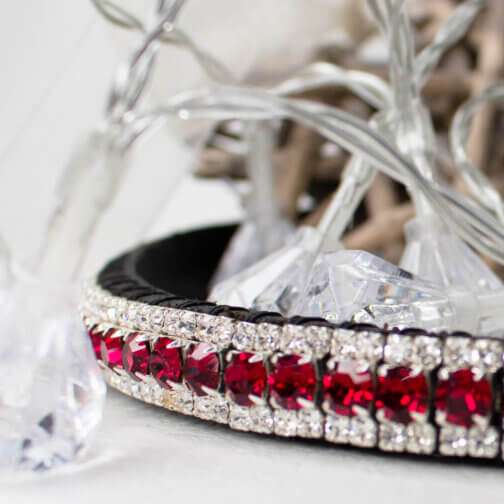 Red Browband handmade in the UK ruby Preciosa crystals