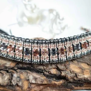 Handcrafted browband in 2024 colours Lilac Ash and Dusky Rose, with Nightfall crystal border - Unicorn Browbands