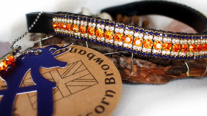 Luxury Orange and Navy Crystal Browband from Unicorn Browbands