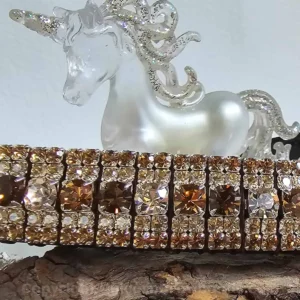 Luxury Preciosa Crystal Alternating Caramel Coloured 5-Row Browband Detail