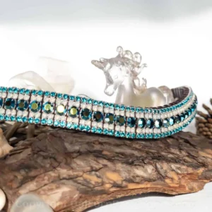 Mermaid Magic Teal Crystal Browband with Jet AB Whit Opal and Blue Zircon Crystals