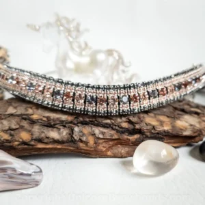 New browband featuring alternating Lilac Ash and Dusky Rose Preciosa crystals, with Vintage Rose and Nightfall accents. by Unicorn Browbands