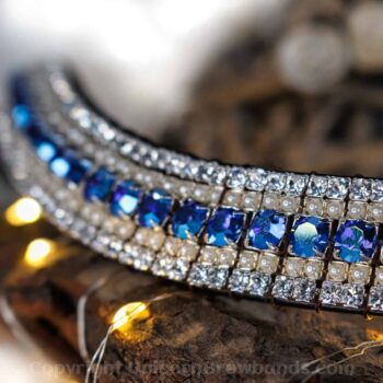 Shimmering Sapphire Iridescent Blue Diamante Pearl Browband Handmadein UK