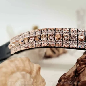 Simply Stunning Alternating Colour Rose Gold Crystal Horse Browband by Unicorn Browbands UK