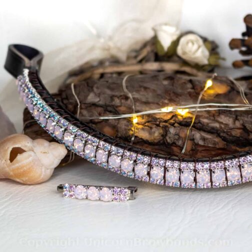 Sparkling Crystal Browband - Detailed view of the shimmer and shine of the crystals Hand Made Crystal Unicorn Browbands