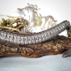 Luxury 5 row crystal browband on black English leather [Handmade in the UK by Unicorn Browbands]