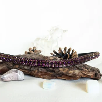 Limited edition Plum Noir purple horse browband with deep plum Preciosa crystals by Unicorn Browbands UK