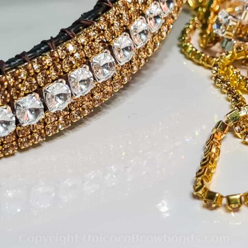 luxe real gold and silver rivoli preciosa crystal browband for horses